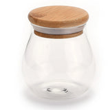 3pcs Frosted Glass Bottle with Bamboo Stopper for Storage