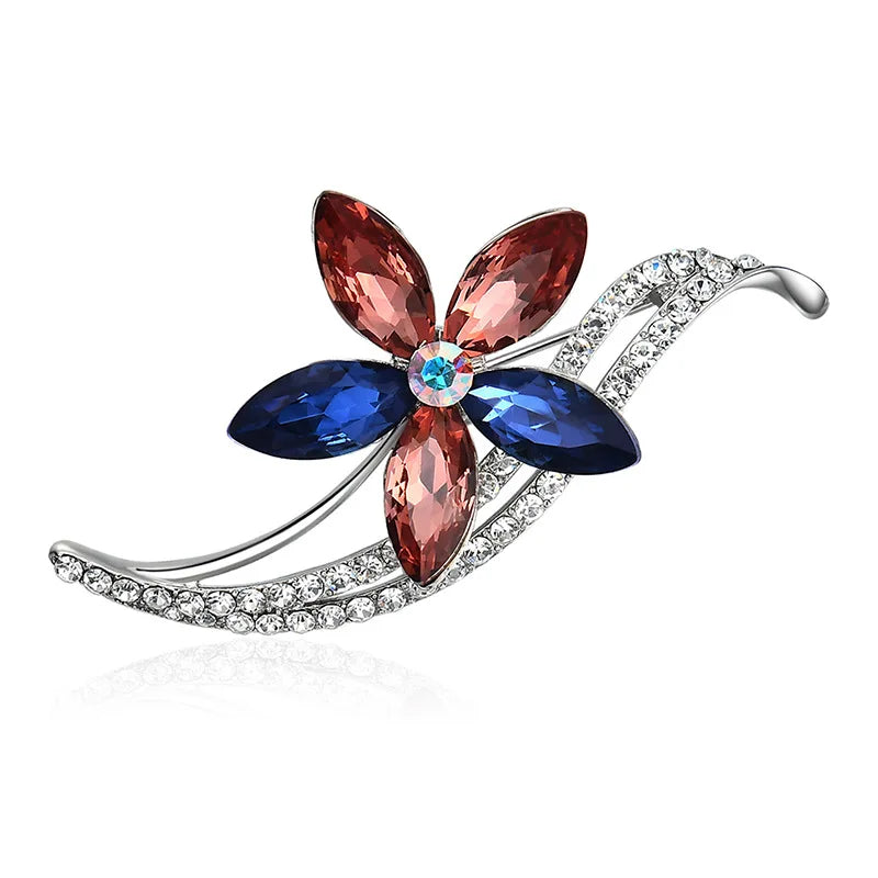3pcs Flower Look Alloy Crystal Brooch Pins for Women Dress