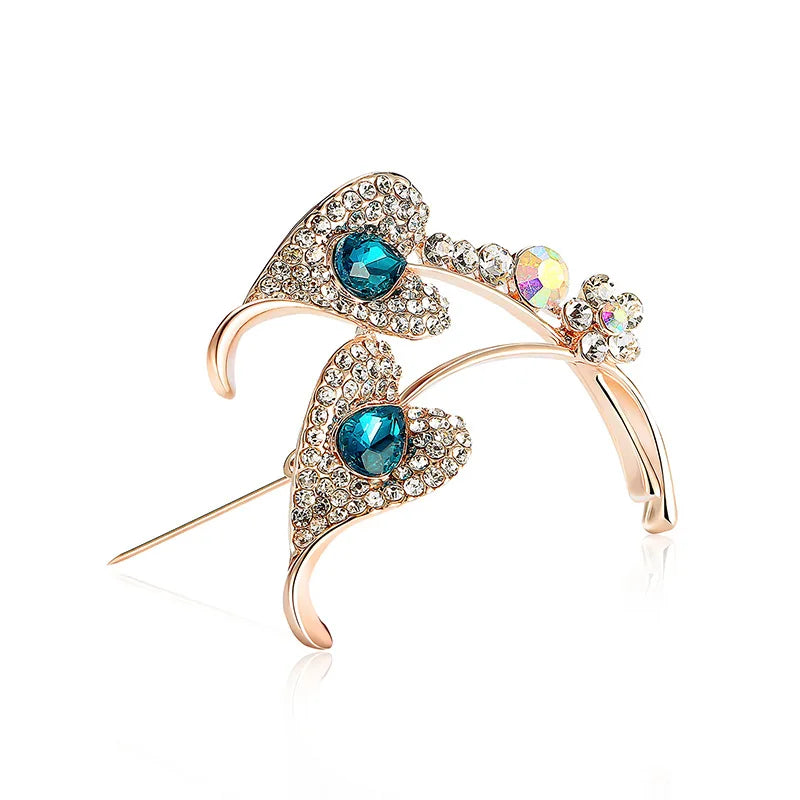 3pcs Colorful Leaf Alloy Diamond Brooch Pins for Women Crafts Dress