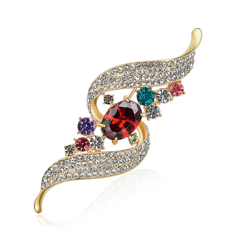 3pcs Colorful Leaf Alloy Crystal Brooch Pins for Women Crafts Dress