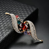 3pcs Colorful Leaf Alloy Crystal Brooch Pins for Women Crafts Dress
