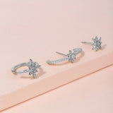 3pcs Conch Piercing Earrings Star Hexagram Zircon Ear Jewelry Set