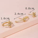 3pcs Conch Piercing Earrings Star Hexagram Zircon Ear Jewelry Set
