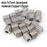 3pcs Copper Zircon CZ Beads for DIY Bracelet Necklace