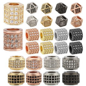 3pcs Copper Zircon CZ Beads for DIY Bracelet Necklace