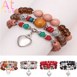 3pcs Boho Crystal Beads Bracelet Set Agate Stone Butterfly Charm
