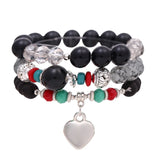 3pcs Boho Crystal Beads Bracelet Set Agate Stone Butterfly Charm