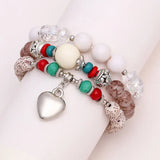 3pcs Boho Crystal Beads Bracelet Set Agate Stone Butterfly Charm