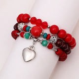 3pcs Boho Crystal Beads Bracelet Set Agate Stone Butterfly Charm