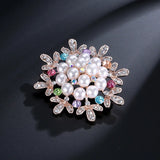 3pcs Crystal Pearl Flower Alloy Brooch Pins for Women Dress