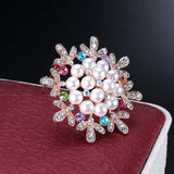 3pcs Crystal Pearl Flower Alloy Brooch Pins for Women Dress