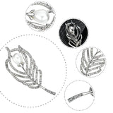 Crystal Pearl Leaf Alloy Diamond Brooch Pins for Women