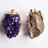 3pcs Natural Amethysts Quartz Geode Cut Necklace Crystal Piont Stone Pendant