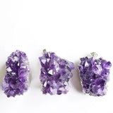3pcs Natural Amethysts Quartz Geode Cut Necklace Crystal Piont Stone Pendant