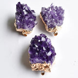 3pcs Natural Amethysts Quartz Geode Cut Necklace Crystal Piont Stone Pendant