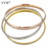 Crystal Rhinestone Pave Stainless Steel Bangle Bracelets Set