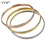 Crystal Rhinestone Pave Stainless Steel Bangle Bracelets Set