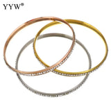 Crystal Rhinestone Pave Stainless Steel Bangle Bracelets Set