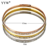Crystal Rhinestone Pave Stainless Steel Bangle Bracelets Set