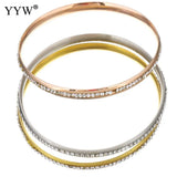 Crystal Rhinestone Pave Stainless Steel Bangle Bracelets Set