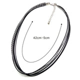 3pcs Plaid Ribbon Leather Braided Rope Necklaces & Pendant Charms