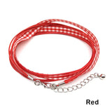 3pcs Plaid Ribbon Leather Braided Rope Necklaces & Pendant Charms