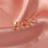3pcs Cross Clip Earrings Silver Punk No Piercing