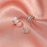 3pcs Cross Clip Earrings Silver Punk No Piercing