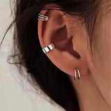 3pcs Cross Clip Earrings Silver Punk No Piercing