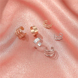 3pcs Cross Clip Earrings Silver Punk No Piercing