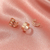 3pcs Cross Clip Earrings Silver Punk No Piercing