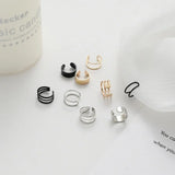 3pcs Silver Cross Clip Earrings Punk Ear Cuff No Piercing Jewelry