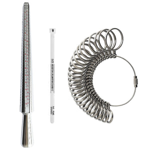 3pcs Finger Diameter Measuring Scale Mandrel Ring Sizer Set