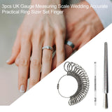 3pcs Finger Diameter Measuring Scale Mandrel Ring Sizer Set