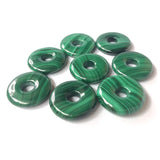 3pcs Malachite Donut Stone 20mm 18mm Circle Pendant Round Jewelry Necklace