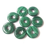 3pcs Malachite Donut Stone 20mm 18mm Circle Pendant Round Jewelry Necklace
