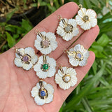 3pcs Flower Shell Pendant Turquoise Charm for Jewelry Making