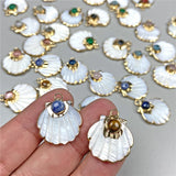 3pcs Flower Shell Pendant Turquoise Charm for Jewelry Making