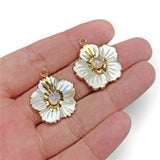 3pcs Flower Shell Pendant Turquoise Charm for Jewelry Making