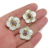 3pcs Flower Shell Pendant Turquoise Charm for Jewelry Making