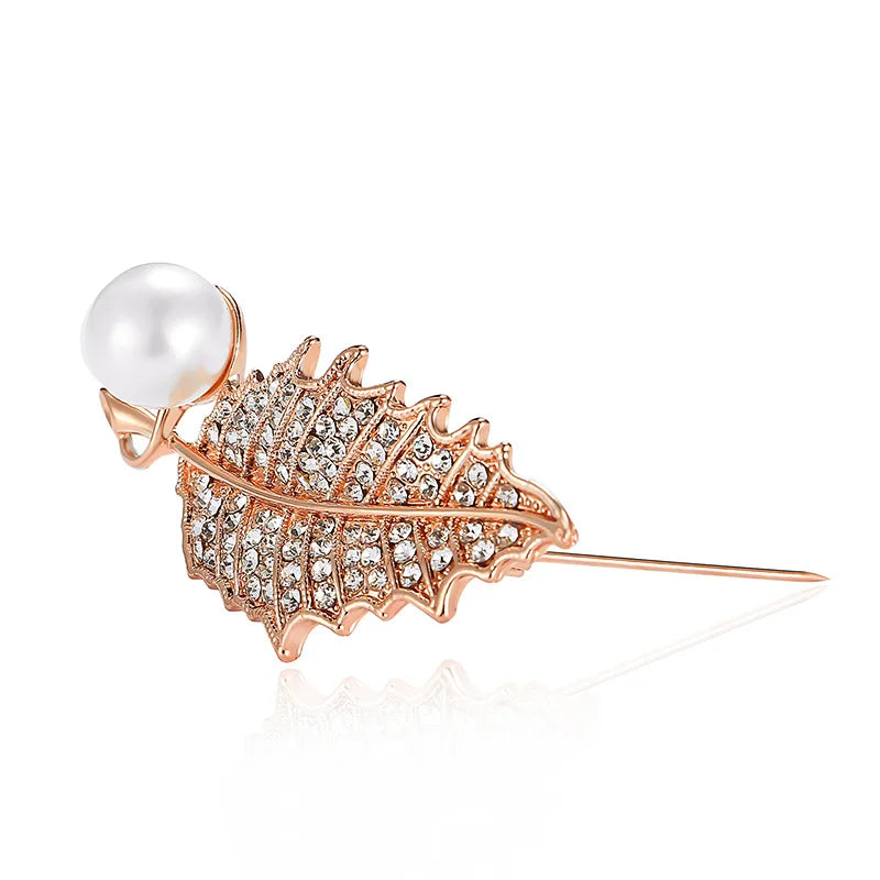 3pcs Leaf Design Diamond Brooch Pins for Women