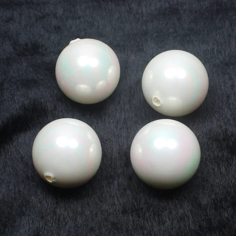 3pcs 20mm Half Drilled Shell Pearl Rond Beads DIY Jewelry Making