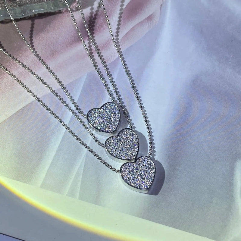 Heart Diamond Chocker Necklace Sterling Silver Party Wedding Pendants Necklace