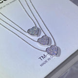 Heart Diamond Chocker Necklace Sterling Silver Party Wedding Pendants Necklace