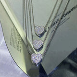 Heart Diamond Chocker Necklace Sterling Silver Party Wedding Pendants Necklace