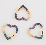 3pcs Heart CZ Micro Pave Clasp For Necklace Jewelry