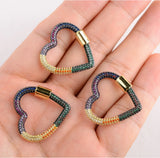 3pcs Heart CZ Micro Pave Clasp For Necklace Jewelry