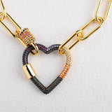3pcs Heart CZ Micro Pave Clasp For Necklace Jewelry
