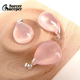 3pcs High Crystal Rose Quartz Pink Opal Drop Pendant DIY Necklace or Earrings