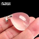 3pcs High Crystal Rose Quartz Pink Opal Drop Pendant DIY Necklace or Earrings